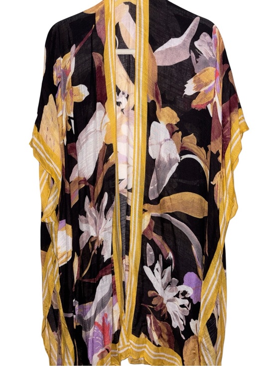 Modena Other - Floral Black & Yellow Lightweight Kimono, NWT